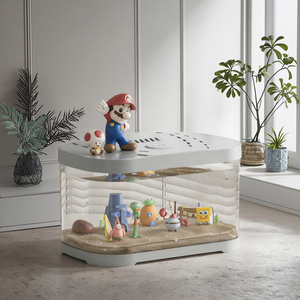 Acquario Rettangolare Quadrato da Tavolo in Vetro con Pompa dell'Acqua, Illuminazione per Piante, Eco-Compatibile, Ultra Silenzioso, 32L, Accessori per Soggiorno - Product Image 1