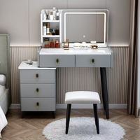 Meuble-lavabo en bois d'ingénierie, directement de l'usine ; Modèle gris moyen avec éclairage LED et miroir, idéal pour les dressing intégrés