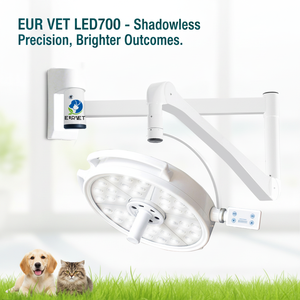 Lampada Chirurgica Veterinaria Senza Ombra EUR VET LED700 180000lux Dimmerabile 1%-100% Spot Regolabile 160-280mm per Cliniche Veterinarie - Product Image 1