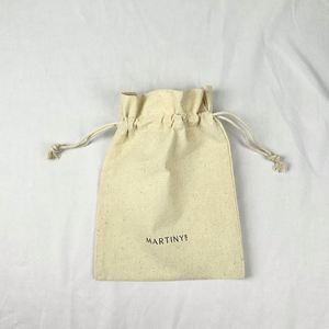 ถุงผ้าแคนวาสคุณภาพสูงแบบกำหนดเอง ถุงผ้าฝ้ายสีขาวพร้อมเชือกผูก - Product Image 3