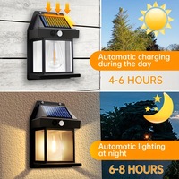 TSINYE Nouveau design Ampoule à filament LED étanche Applique murale à énergie solaire pour éclairage extérieur Lanternes murales solaires