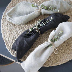 ผ้าเช็ดปากบนโต๊ะแบบเย็บริมผ้าลินินสไตล์ฝรั่งเศสสีขาวธรรมชาติสำหรับงานแต่งงานในร้านอาหาร - Product Image 6