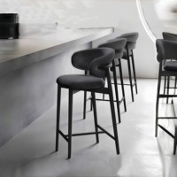 Tabouret de bar design moderne minimaliste en bois de frêne massif pour îlot de cuisine et restaurant