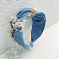 YIYI Style coréen mode imprimé tissu cheveux accessoires couleur correspondant bandeau noué perle pour les femmes