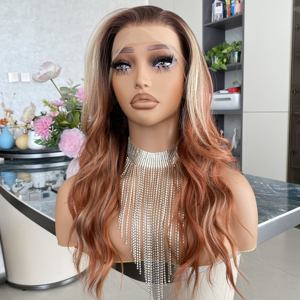 วิกผมสังเคราะห์แบบลูกไม้ฝรั่งเศสใส 13x6  ลอนน้ำ  ยาว  ทนความร้อน  พร้อมผมธรรมชาติที่ถอนมาแล้ว - Product Image 1