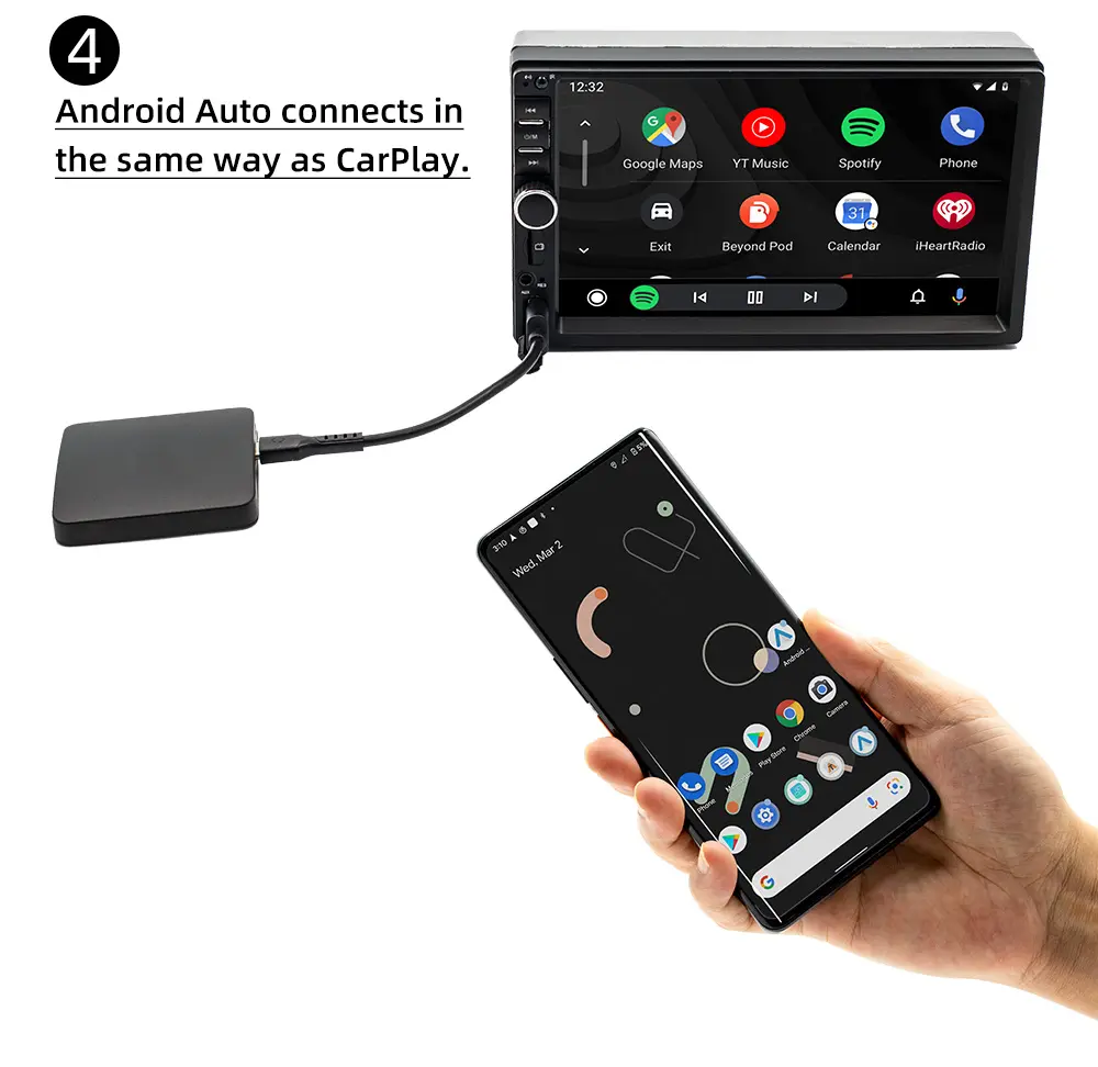Adaptateur Carplay sans fil BQCC pour Dongle Iphone /Android pour OEM filaire Android Auto pour BMW AUDIO BENZ FORD