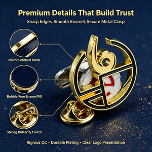 Pins de revers personnalisés en émail dur, badges métalliques ronds creux moulés sous pression avec conception gratuite et faible MOQ pour la promotion de marques et les cadeaux - Product Image 3