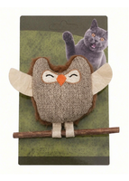 Jouet pour chat avec herbe à chat et bâton de silvervine, jouet interactif naturel pour chat en forme de hibou, jouets à plumes pour chats d'intérieur