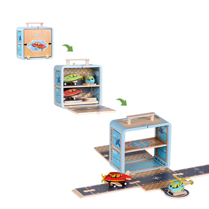 Jouets d'avion en bois éducatifs pour enfants, aéroport avec piste, hélicoptère, avion pour garçons - Product Image 2