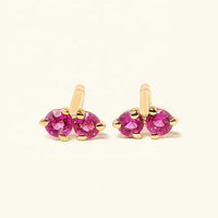 Boucles d'oreilles clous LOZRUNVE en argent sterling 925 plaqué or 14k et or 18k avec zircon et double pierre de saphir coloré