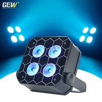 GEVV - Luces LED Planas Inalámbricas con Control Remoto DMX, Alimentadas por Batería, 4x18 RGBWA+UV 6 en 1, para Discoteca, Bodas, DJ, Escenario