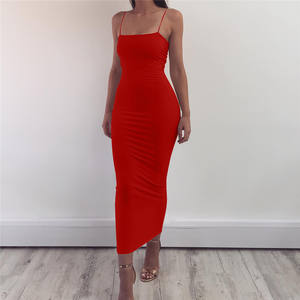 Robe longue sexy et ajustée pour femme, style européen et américain, bretelles spaghetti, antistatique, taille haute, pour soirée en boîte de nuit, été <span class=keywords><strong>2019</strong></span> - Product Image 6