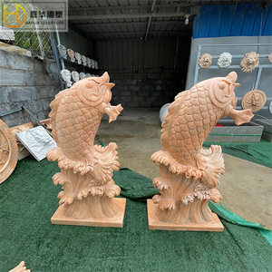 Sculpture de carpe en pierre Jiahua, style chinois, décoration extérieure pour jardin aquatique - Product Image 2