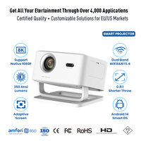 Proyector Android Compatible con 8K, Proyector Inteligente Nativo 1080P, WiFi6, Proyector de Cine para Exteriores