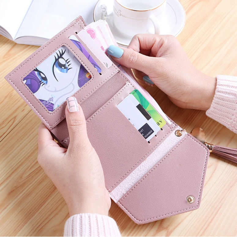 Portafoglio Donna In Pelle Sintetica | Portamonete Con Cerniera, Compatto, Con Nappa E Cuore - Foto 14