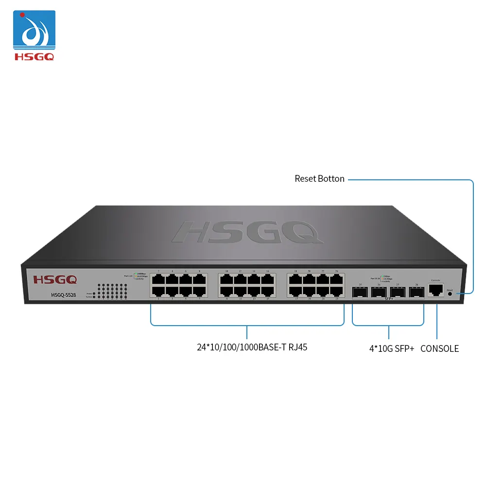 Commutateur HSGQ-5528 24 de noyau des ports L3 24 * GE 4*10G SFP BON dans le demi-logiciel et le logiciel