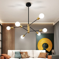 Luminaires suspendus LED modernes industriels 40W 165-265V 6 lampes dorées pour la décoration du salon avec base E26