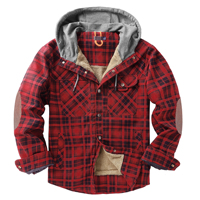 Veste à capuche à carreaux pour homme avec logo personnalisé, multi-poches, épaisse et chaude, pour l'hiver, décontractée, vente en gros