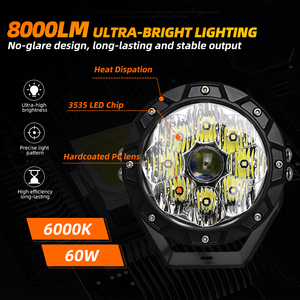 Chất Lượng Cao 60W <span class=keywords><strong>LED</strong></span> Làm Việc Ánh Sáng 8000LM IP67 Không Thấm Nước Cho Off-Road Xe Sửa Đổi Đèn Pha Thương Hiệu Mới Cho Chiếu Sáng Bên Ngoài - Product Image 5