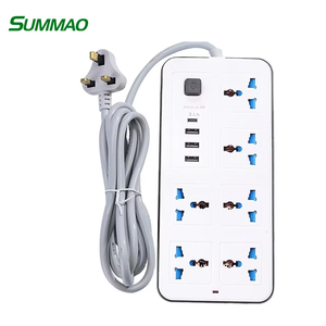 SUMMAO Power Strip 6 Port Soket dengan 3 Soket Daya USB dengan Kabel Ekstensi 2M Soket Colokan UK - Product Image 1