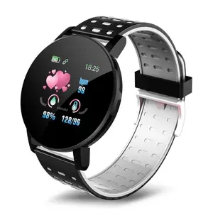 2023最新热卖触摸彩色屏幕智能手表119 Plus手表，带心率监测器和血压监测器