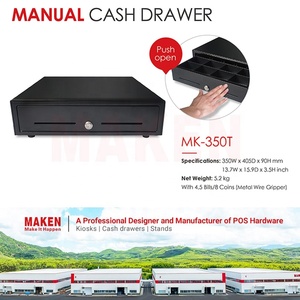Kim loại nhỏ an toàn 350mm Hướng dẫn sử dụng tiền thu đẩy ngăn kéo tiền mặt <span class=keywords><strong>POS</strong></span> RJ11/RJ12 cho siêu thị - Product Image 2