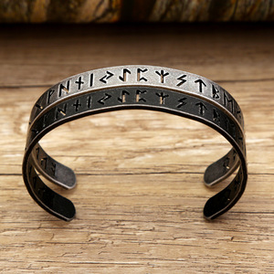 yunnique Stainless Steel Men's Bracelet Antique Black Hollow Letter Design Retro Style Gift Jewelry - Product Image 1