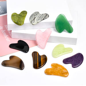 Label Pribadi Kristal Gua Sha Batu Rose Quartz Jade Guasha Pemijat Kustom Gus Sha Perawatan Kulit Wajah Nephrite Gua Sha Stein Alat - Product Image 2