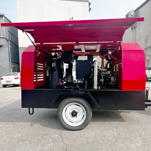 Compresseur d'air diesel pour pieutage, 8m³ 8 bars, compresseur d'air à vis 55 kW, monté sur remorque, portable pour forage DTH - Product Image 1