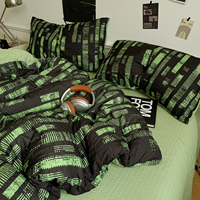 Ensemble de couvre-lit de style européen, housse de couette 100% coton, imprimé réactif, vert, couvre-lit 4 pièces, ensemble de draps, literie de chambre à coucher