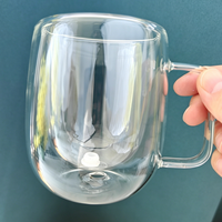 Tasses en verre à double paroi pré-percées faites à la main avec poignée à clip, sans BPA, pour globe à neige DIY, cadeau pour filles