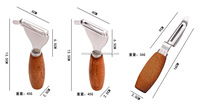 Premium houten handgreep groente- en fruit schilset - 3-delige set van roestvrij staal met ergonomische gebogen handgreep