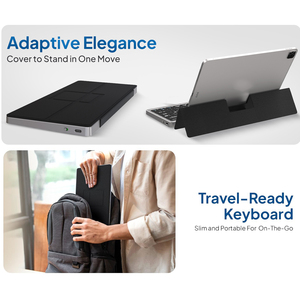 Clavier de voyage sans fil BT ergonomique, à touches à ciseaux, pliable, avec support, rechargeable, pour tablette/ordinateur portable - Product Image 4