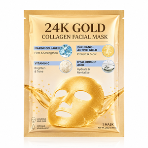 All'ingrosso Logo personalizzato coreano organico di bellezza idrogel maschere facciali 24K oro per biodanza collagene viso foglio di vitamina C oleoso - Product Image 1