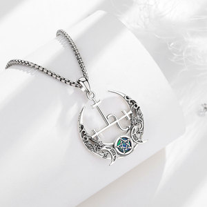 Changda <span class=keywords><strong>Pagan</strong></span> Wiccan Mitología Amuleto Joyería Regalos 925 Plata Esterlina Brujería Ópalo Sigilo de Lilith Colgante Collares - Product Image 1
