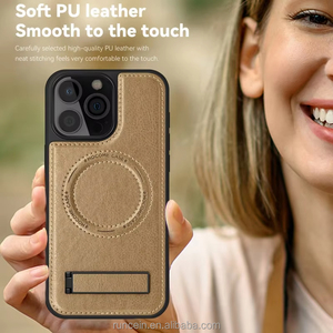 Étui de téléphone 2025 pour iPhone 15, étui en cuir pour iPhone 16 <span class=keywords><strong>14</strong></span> Pro magnétique avec support, coque arrière de téléphone - Product Image 5