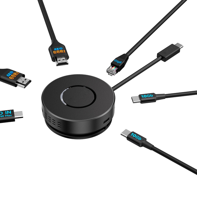 6 in 1 Cable Management Design Displaylink Docking Station, USB C HUB with Dual HDMI 4K60Hz Adapter for MacOS