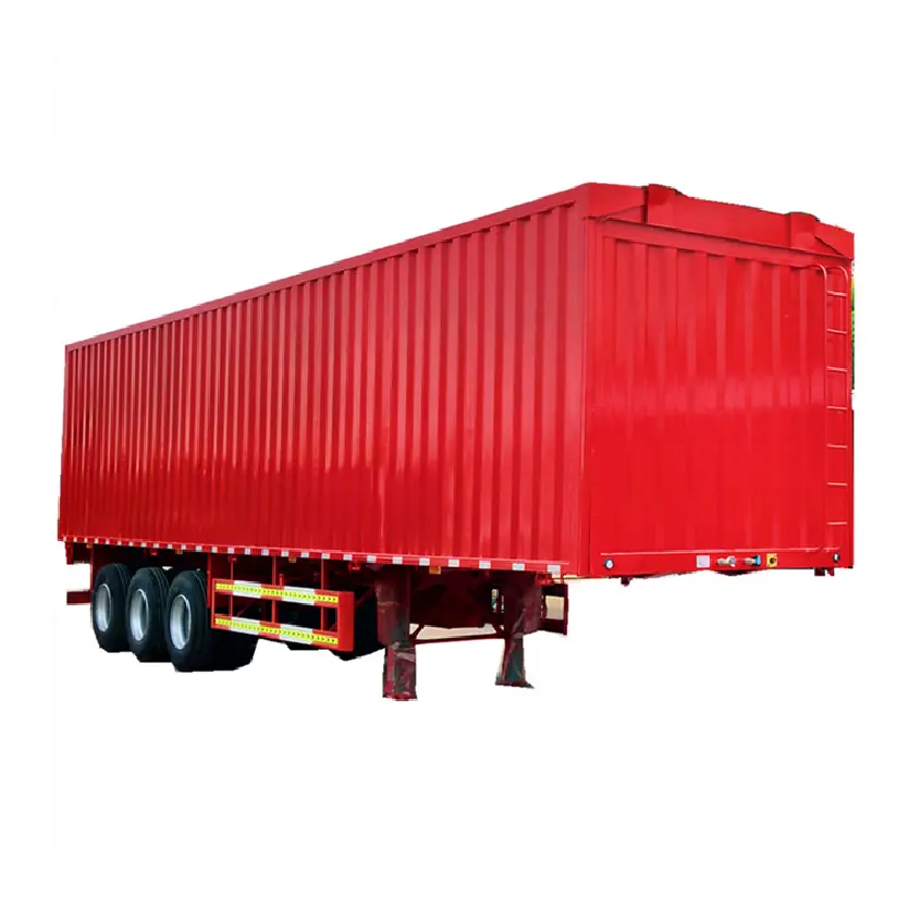 China Nieuwe 3 As 40ft Zware 80 Ton Cargo Side Dry Busje Transport Cargo Aanhangwagen Voertuigen Bestelwagen Doos Oplegger Te Koop