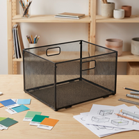 Boîte de rangement pliable en métal à mailles larges, multifonctionnelle, pour bureau, porte-revues, organiseur de courrier et de dossiers pour la maison et le bureau