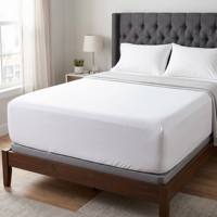 Parure de lit de luxe pour hôtel, drap-housse 300TC en coton 100% blanc, disponible en tailles simple, queen et king