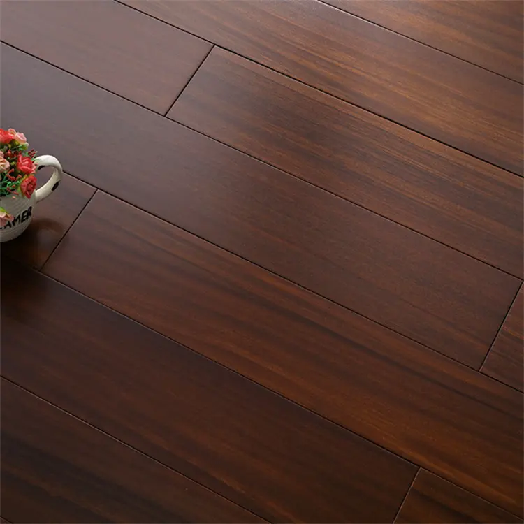 Suelo de madera residencial Okan africano importado nogal rojo oscuro interior impermeable suelo de madera para el hogar