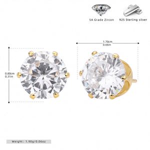 Vintage Style 925 Sterling <b>Silver</b> <b>Stud</b> Earrings with Round 5A Cubic Zircon for Women-Wedding Engagement Anniversary Party Gift - Product Image 3