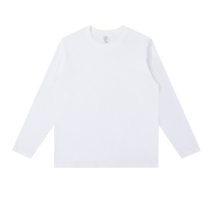 2025 nuevas camisas de manga larga en blanco 100% algodón de manga larga para mujer Camiseta de manga larga con estampado personalizado para Unisex - Product Image 3