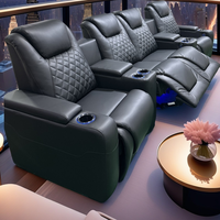 Modernes Home Rec lining Cinema Furniture Set Rotes Echt leder mit Power-Funktionen und einfachem Griff Ausziehbarer Rahmen