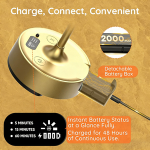 ชุดโคมไฟติดผนังแบบถอดแบตเตอรี่ได้ 2 ชิ้น สีทอง ปรับความสว่างได้ ชาร์จไฟได้ ไร้สาย พร้อมรีโมท สำหรับห้องนอน ห้องนั่งเล่น - Product Image 4