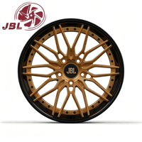 Nuevas llantas forjadas JBL de 18-26 pulgadas, 2 piezas, color oro mate, radios multibrazos, borde negro brillante con remaches, 5x112 5x120, para autos deportivos de alto rendimiento