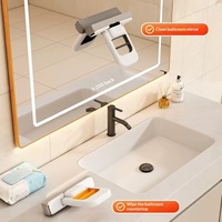 Serpillère de nettoyage domestique de bureau, mini, portable, télescopique, pour usage sec et humide, sans lavage manuel, double usage intérieur, en caoutchouc et coton