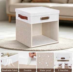 Boîtes de rangement en tissu avec couvercles et fenêtres 11*11*11, boîte de rangement pliable en forme de cube, paniers de rangement - Product Image 5