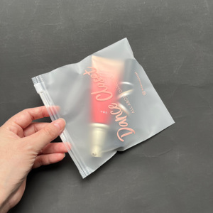 Custom Square Frosted Zipper Pouch Transparent Matte Plastic Ziplock Bag For Cosmetic Makeup Packaging - Product Image 5