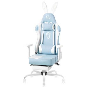 <span class=keywords><strong>Silla</strong></span> Gamer Reclinable de Alta Calidad 2023, <span class=keywords><strong>Silla</strong></span> de Carreras con Orejas de Conejo OEM, Sillas de Juego Color Azul Cielo para Niñas, con Reposapiés y Función de Masaje - Product Image 1